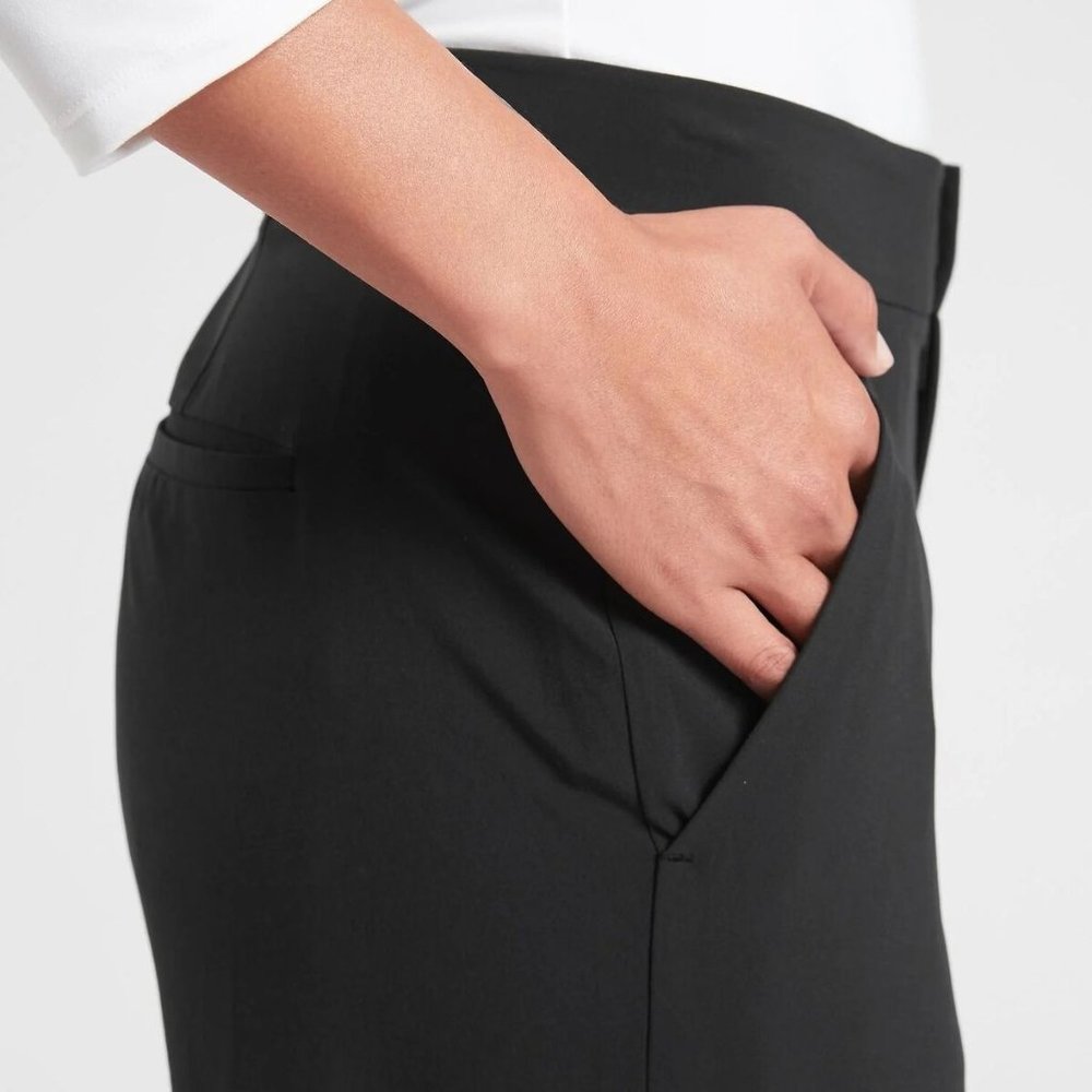 Athleta Tribeca Snap Ankle Crop Pants Black Athletic Women's Size 8 H13384 - Picture 5 of 12